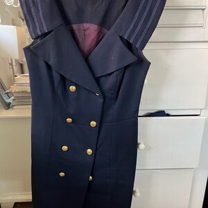 Georges Marciano Navy Double-Breasted Sailor-Inspired Dress with Gold Buttons 4